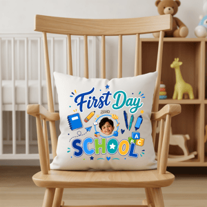 Personalized First Day of School Photo Pillow – Custom Kids Back to School Throw Pillow Gift for Boys & Girls