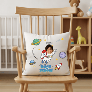 Personalized Back to School Astronaut Pillow | Custom Photo Kids School Throw Pillow | Space Theme Gift for Boys & Girls
