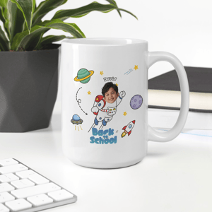 Personalized Back to School Astronaut Mug | Custom Photo & Name Coffee Mug | Space Theme First Day of School Gift for Kids