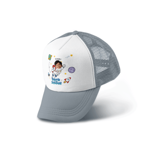 Personalized Kids Astronaut Trucker Hat with Photo & Name | Custom Back to School Mesh Cap