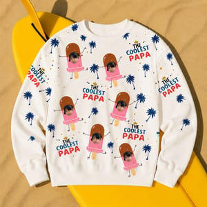 Custom Papa Grandpa Face Sweatshirt – Personalized Cool Papa Grandpa Holiday Crewneck