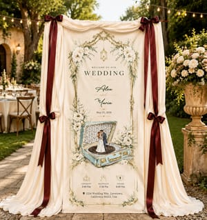 Personalized Wedding "Vintage Music Box" Banner