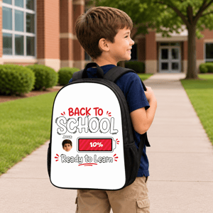 Personalized Back to School Battery Level Kids Backpack – Custom Photo & Name School Bag for Boys & Girls