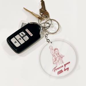 Personalized Father & Son Keychain – Acrylic Photo Keyring Gift for Dad, Custom Memorial/Family Keepsake