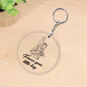 Personalized Father & Son Keychain – Acrylic Photo Keyring Gift for Dad, Custom Memorial/Family Keepsake