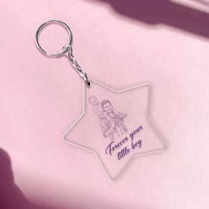 Personalized Father & Son Keychain – Acrylic Photo Keyring Gift for Dad, Custom Memorial/Family Keepsake
