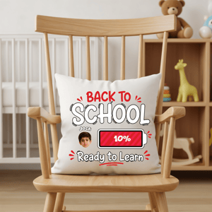 Personalized Back to School Pillow – Custom Photo & Name Cushion Gift for Kids | Ready to Learn Design