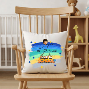 Personalized Back to School Pillow – Custom Photo & Name Throw Pillow Gift for Kids Bedroom
