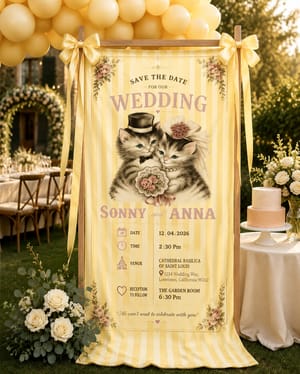 Personalized Wedding "Cat Couple" Banner
