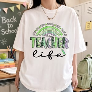 Teacher Life Rainbow Shirt, Back to School Teacher T-Shirt, Cute Teacher Appreciation Gift, Preschool Kindergarten Elementary School Tee