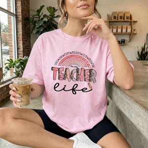 Teacher Life Rainbow Shirt, Back to School Teacher T-Shirt, Cute Teacher Appreciation Gift, Preschool Kindergarten Elementary School Tee