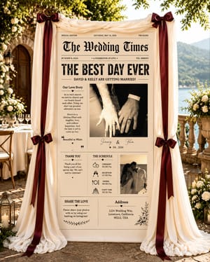 Personalized Wedding "The Wedding Times" Banner