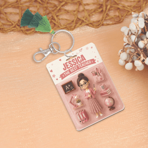 Personalized Teacher Acrylic Keychain – Custom Name Teacher Gift, Best Teacher Appreciation Keychain, Cute Back to School Gift for Women