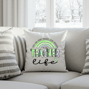 Personalized Teacher Life Pillow Cover – Custom Name Rainbow Cushion, Teacher Appreciation Gift, Back to School Classroom Decor, Gift for Teacher