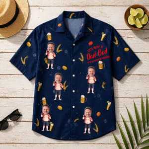 Personalized Beer Aloha Shirt, Funny Dad Hawaiian Shirt, Custom Face And Name Shirt