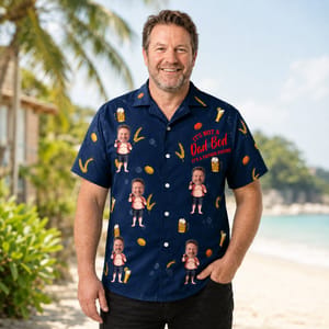 Personalized Beer Aloha Shirt, Funny Dad Hawaiian Shirt, Custom Face And Name Shirt