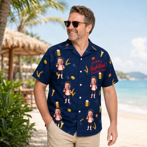 Personalized Beer Aloha Shirt, Funny Dad Hawaiian Shirt, Custom Face And Name Shirt