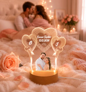 Personalized Wedding Couple 3D Photo Lamp - Custom Heart Balloon LED Night Light, Unique Anniversary & Wedding Gift for Bride and Groom, Romantic USB Desk Decor