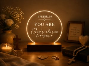 Custom Bible Verse LED Night Light - Meaningful Christian Gift for Her, Personalized Scripture Lamp, Religious Faith Decor for Women