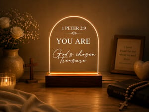 Custom Bible Verse LED Night Light - Meaningful Christian Gift for Her, Personalized Scripture Lamp, Religious Faith Decor for Women