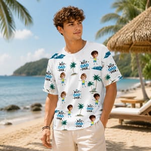Personalized Best Dad Ever T-Shirt, Custom Face And Name Tee Shirt