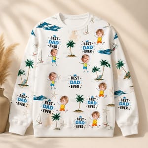Best Dad Ever Personalized Sweatshirt, Custom Face And Name Pullover