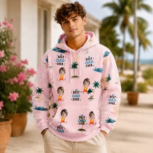 Personalized Best Dad Ever Hoodie, Upload Photo And Custom Name