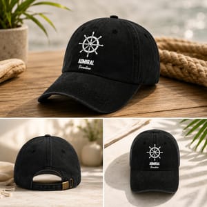 Personalized Washed Denim Baseball Cap with Anchor Icon, Nautical Vintage Look, Unique Gift for Sailors & Dads