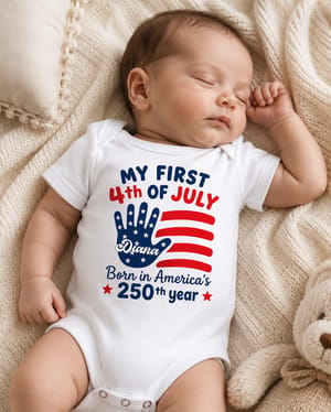 My First 4th Of July, Personalized Custom Baby Onesie, Gift For Kids