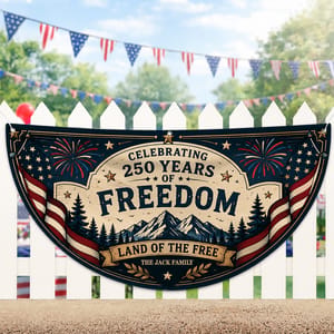 Personalized USA 250th Anniversary Semicircle Flag, Patriotic USA 1776–2026 Semiquincentennial Flag