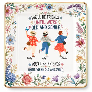 Personalized Jewelry Dish with Funny Friendship Quote, Floral Vanity Decor, Unique Gift for Best Friend
