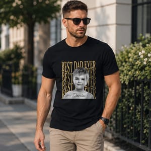 Custom Dad Vintage Photo Shirt, Personalized Fathers Day Tee With Kids Photo, Best Dad Ever Gift, Basic Tee / Royal / M