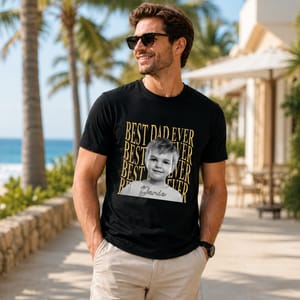 Custom Dad Vintage Photo Shirt, Personalized Fathers Day Tee With Kids Photo, Best Dad Ever Gift, Basic Tee / Royal / M