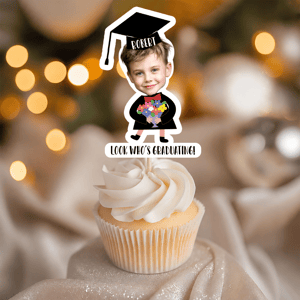 Custom Photo Look Who's Graduating Cupcake Toppers