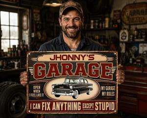 My Garage My Rules I Can Fix Anything Except Stupid - Personalized Metal Sign