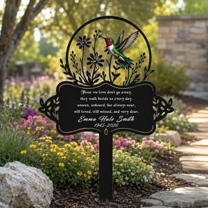 Those We Love Don't Go Away Grave Marker Remembrance Gift - Personalized Garden Stake