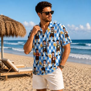 German Beer Personalized Oktoberfest Shirt - Custom Face Hawaiian Shirt for Dad