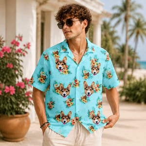 Tropical Floral Coconut Shirt - Custom Pet Photo Hawaiian Shirt, Personalized Pet Shirt