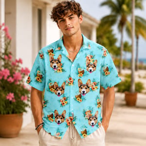 Tropical Floral Coconut Shirt - Custom Pet Photo Hawaiian Shirt, Personalized Pet Shirt