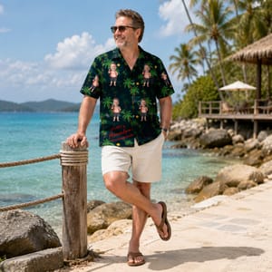 Tropical Family Vacation Shirt - Dad Hawaiian Shirt Custom Face, Custom Name Shirt for Dad
