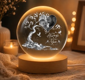 Custom Photo When You Miss Me - Personalized Crystal Globe Lamp