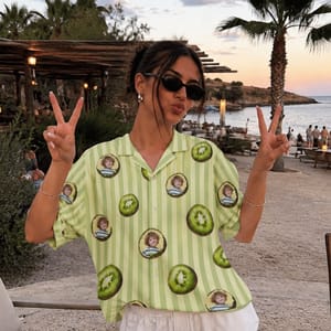 Custom Face Hawaiian Shirt, Personalized Dog Cat Photo Aloha Shirt, Kiwi Tropical Vacation Shirt, Family Friends Matching Beach Outfit, Animal Lover Gift
