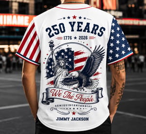 250 Years We The People Baseball Jersey, USA 1776-2026 Patriotic Anniversary Shirt XL