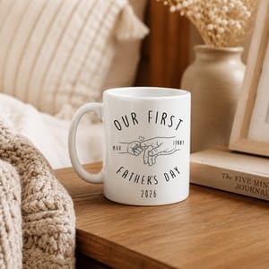 Our First Father's Day - Personalized Custom Mug - First Father's Day, Gift For First Time Dad, Newborn Baby
