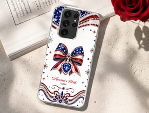 America's 250th Bow, Personalized Clear Phone Case, Gift For Her