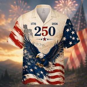250 Years of Freedom Hawaiian Shirt – USA 250th Anniversary Eagle Patriotic 1776–2026 Button-Up Shirt