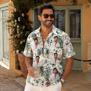 Tropical Botanical Print Hawaiian Shirt - Personalized Portrait Floral Shirt