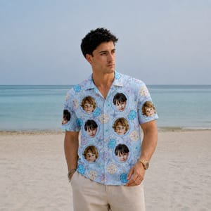 Ocean Theme Tropical Shirt - Personalized Kids Face Hawaiian Shirt, Custom Child Photo Shirt