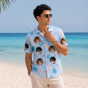 Ocean Theme Tropical Shirt - Personalized Kids Face Hawaiian Shirt, Custom Child Photo Shirt