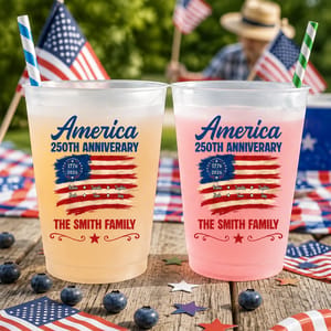 Patriotic 250th Anniversary Family Names - Personalized Frosted Cups